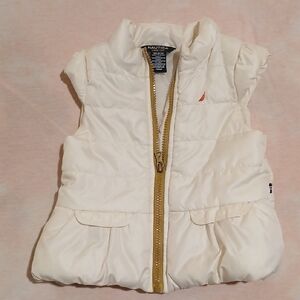 Nautica Cream Quilted Vest with Gold Zipper